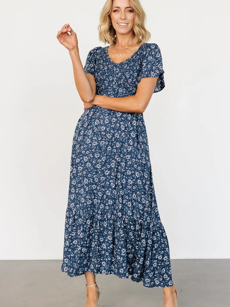 Summer Floral Print Midi Dress