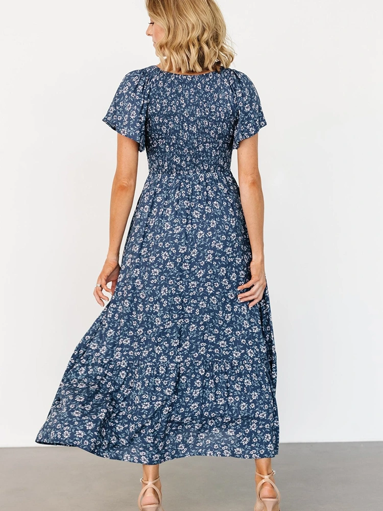 Summer Floral Print Midi Dress